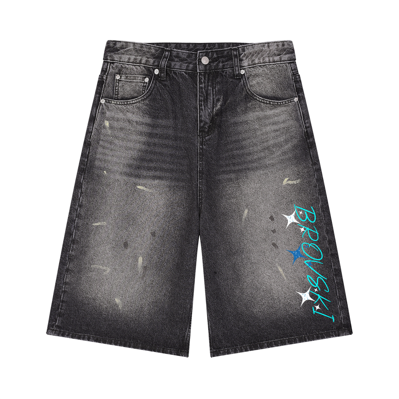 Wide Leg Denim Shorts (Vintage Washed)