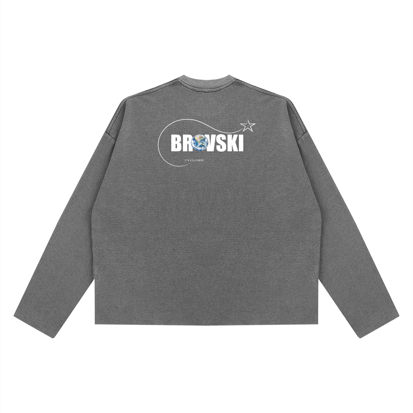 Boxy Waffle Raw Edge Long Sleeve (Grey)