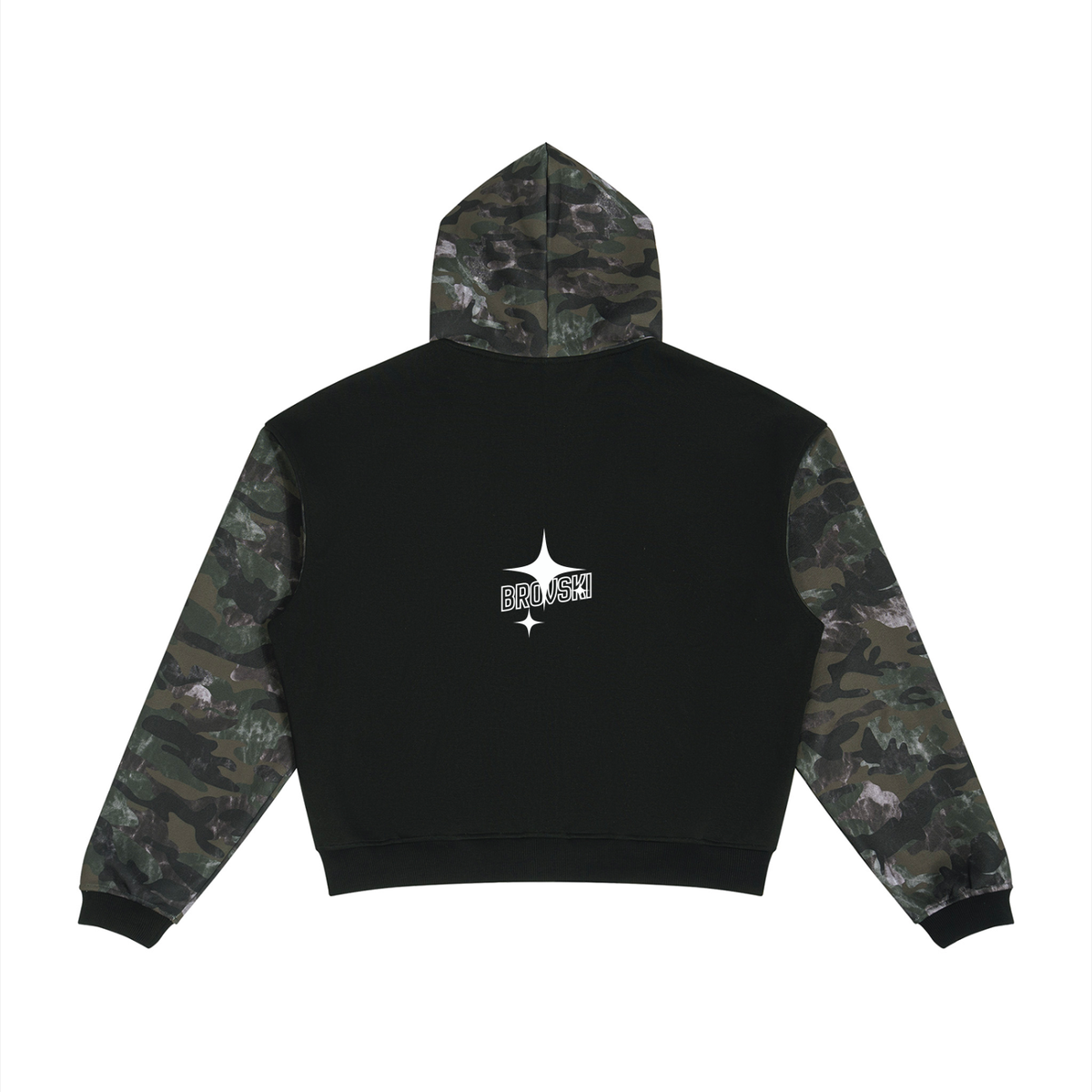 Full Zip Boxy Hoodie (Camo Green)